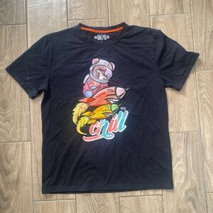 BKYS Black Embroidered Astronaut Graphic Tee